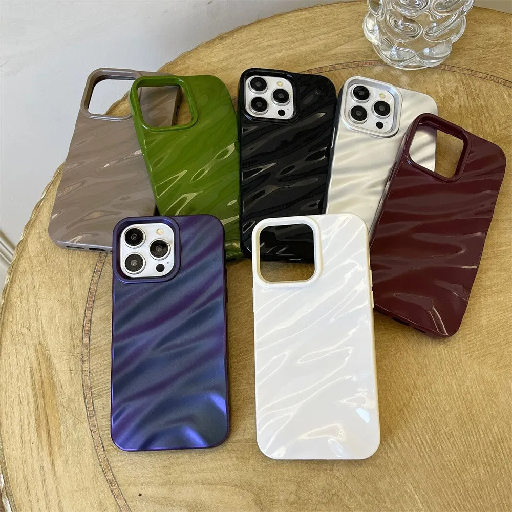 Electroplated 3D Wave iPhone Case for iPhone 17 / 16 / 15 / 14 / 13 / 12 / 11 Series