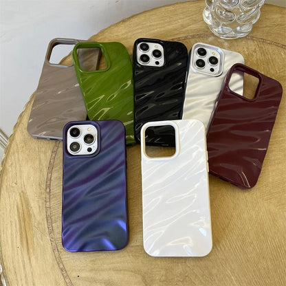 Electroplated 3D Wave iPhone Case for iPhone 17 / 16 / 15 / 14 / 13 / 12 / 11 Series