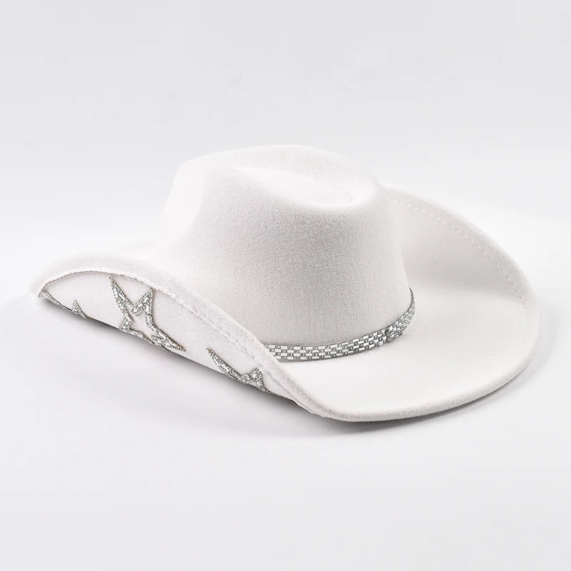 Rhinestone Star Cowgirl Hat – Wide Brim Western Cowboy Hat for Women
