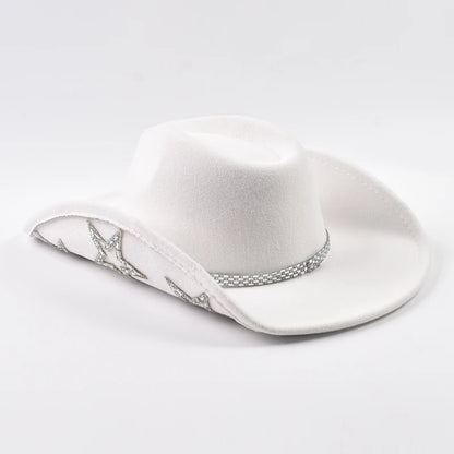 Rhinestone Star Cowgirl Hat – Wide Brim Western Cowboy Hat for Women