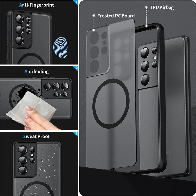 Samsung Galaxy Magnetic Matte Case – Wireless Charging Compatible