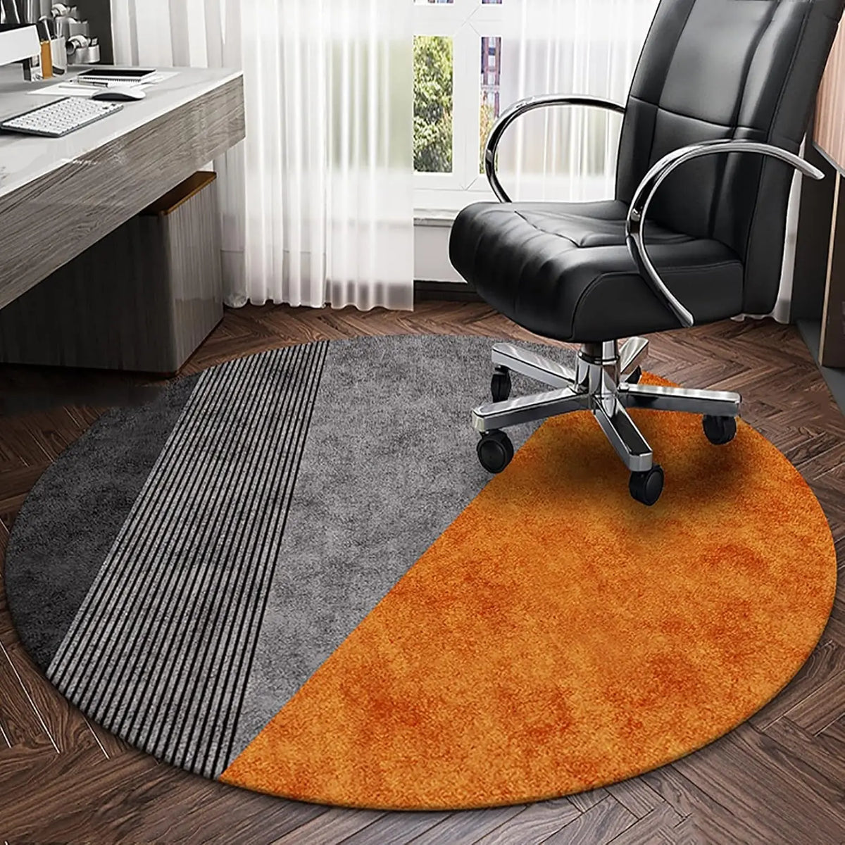 Round Area Rug – Non-Slip Nordic Geometric Carpet for Office & Living Room