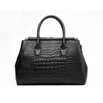 Alligator-Embossed Genuine Leather Women's Crossbody Handbag