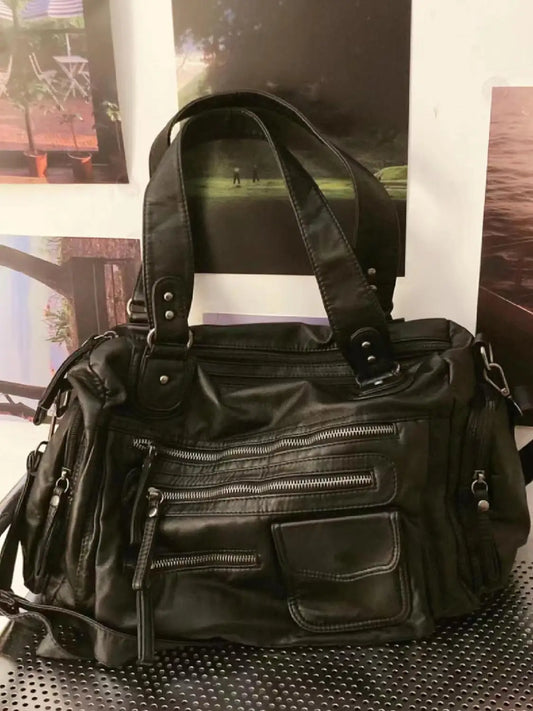 Vintage Black Women High Street Pocket Chic Y2k Handbag
