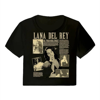 Lana Del Rey Ultraviolence Graphic Crop Top – Women's Vintage Short Sleeve Tee