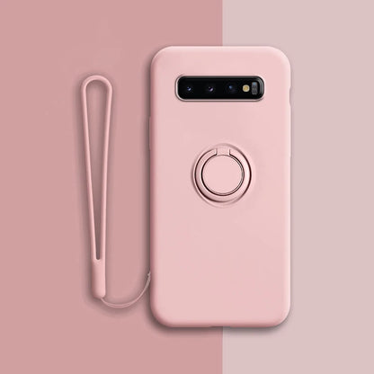 Soft Silicone Samsung Galaxy Case with Ring Holder and Wrist Strap