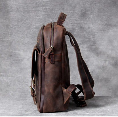 Genuine Leather Backpack for Men – Vintage 15.6" Laptop Bag