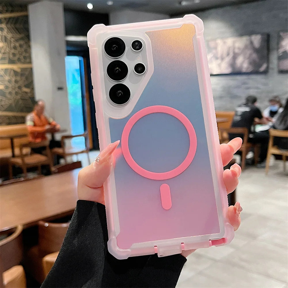 Magnetic Shockproof Samsung Case – Color-Changing Armor Cover