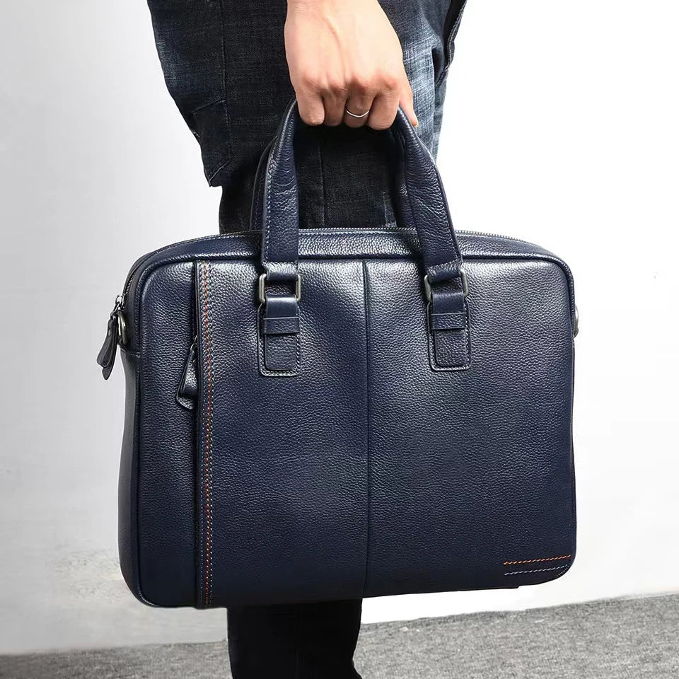 Genuine Leather Men's Briefcase – Business Shoulder Messenger Bag
