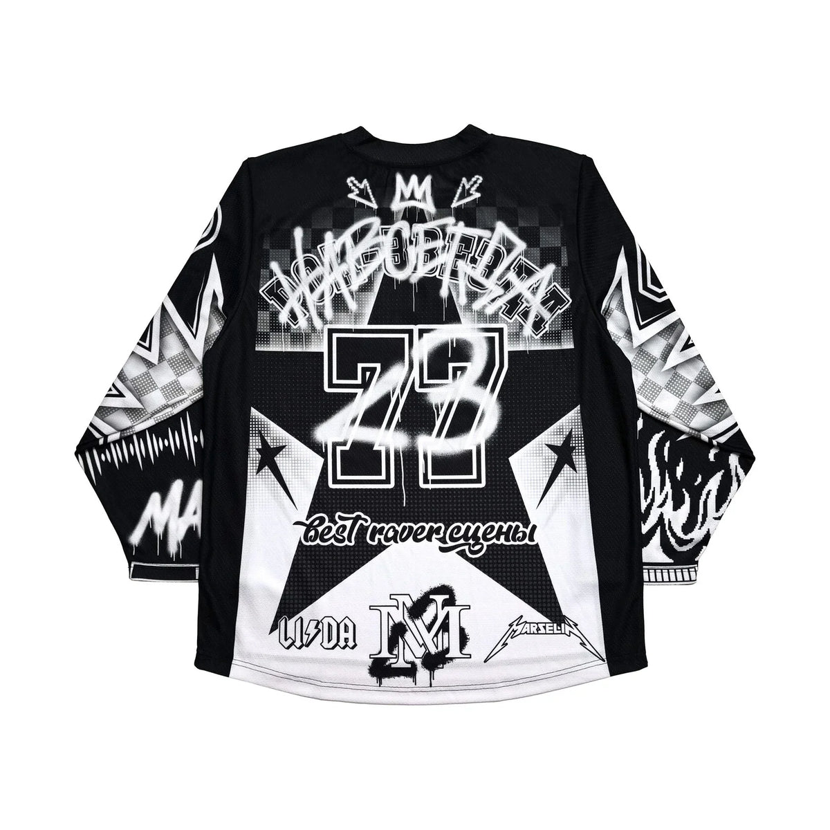 Oversized Goth Long Sleeve Baseball Jersey Shirt – Y2K Streetwear