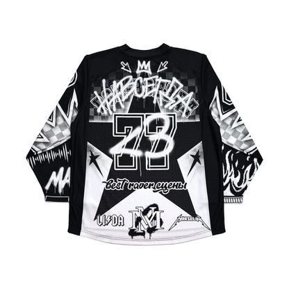 Oversized Goth Long Sleeve Baseball Jersey Shirt – Y2K Streetwear
