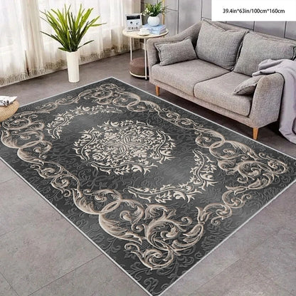 Bohemian Geometric Area Rug – Non-Slip Floral Medallion Carpet for Living Room & Bedroom