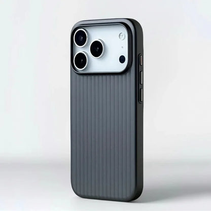MagSafe Ribbed Stripe iPhone Case for 17 16 15 14 Pro Max – Matte Metal Finish
