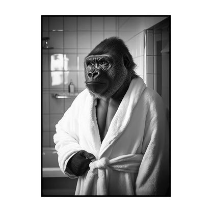 Funny Animal Bathroom Wall Art Poster – Quirky Wildlife in Bathrobe Print