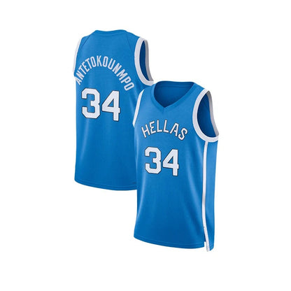 Antetokounmpo #34 Hellas Basketball Jersey – Embroidered Greece Sportswear