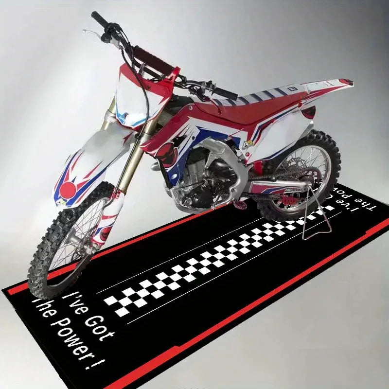 Motorcycle Runner Rug – Anti-Slip Racing Design Long Carpet for Garage & Bedroom