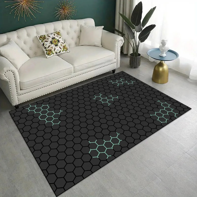 Gaming Rug Honeycomb – Non-Slip Large Area Carpet for Gaming Room