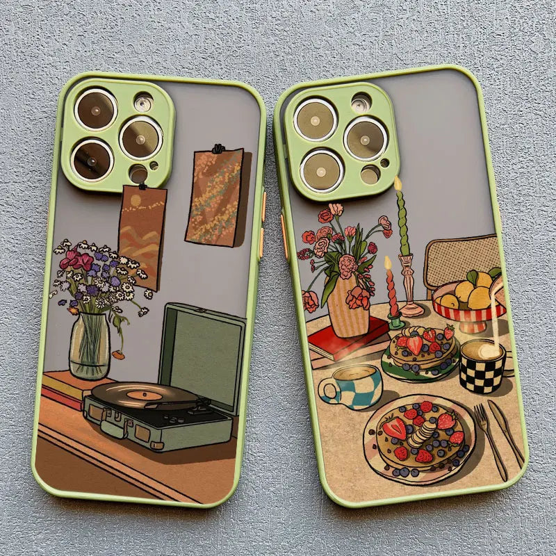 Retro Cat Vinyl Record iPhone Case – Aesthetic Cozy Cover