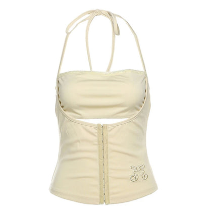 Halter Neck Crop Top Women's Sleeveless Slim Fit Vest