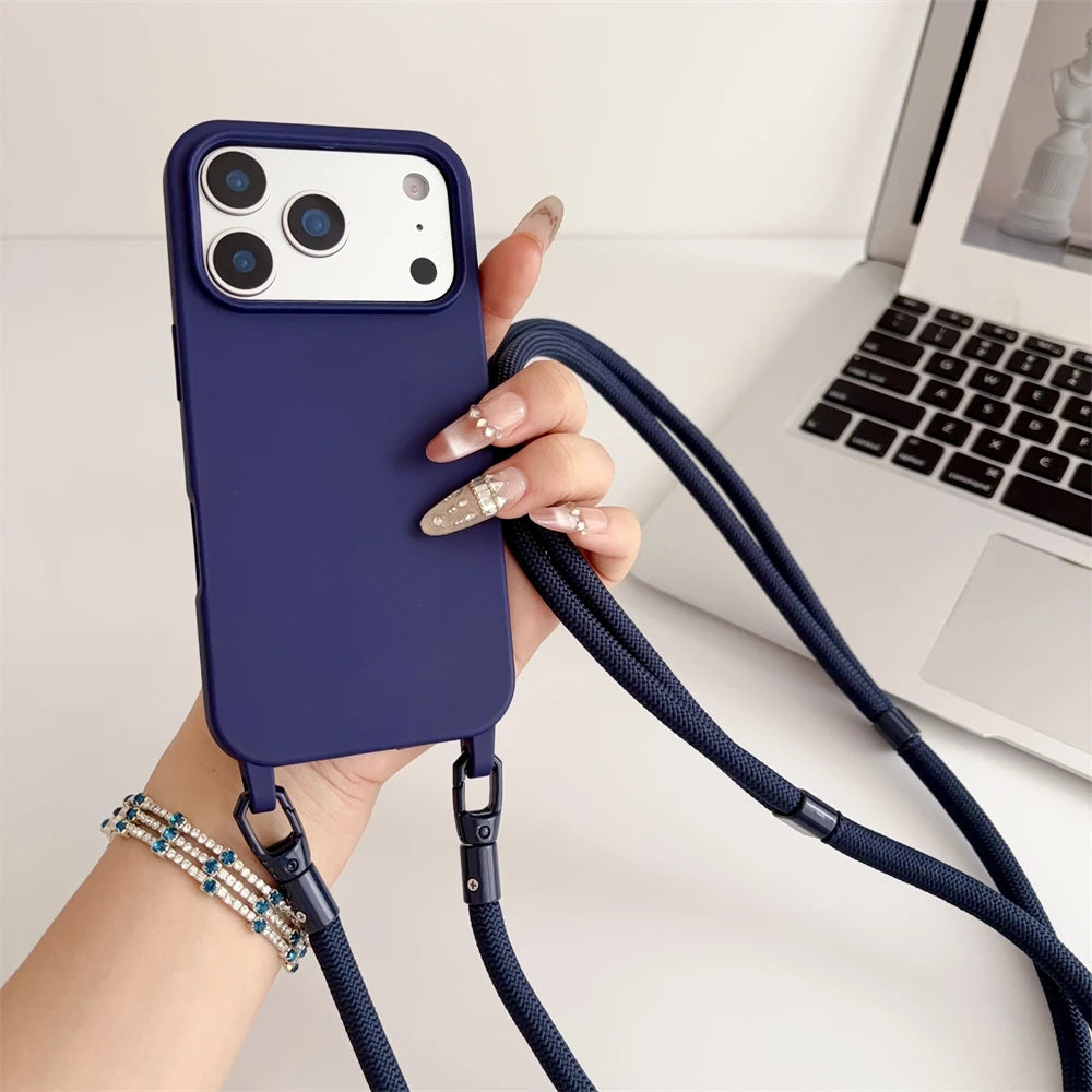 Crossbody Lanyard Silicone iPhone Case with Neck Cord Strap