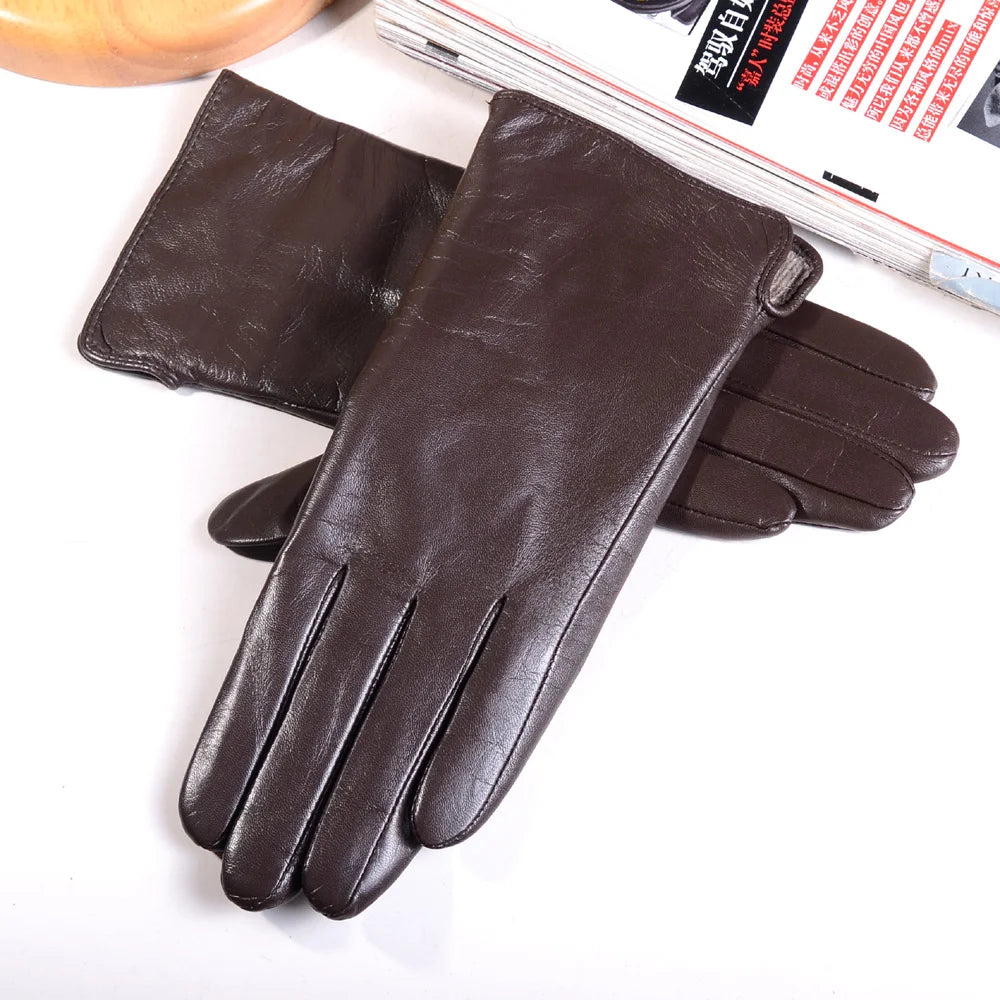 Women's Leather Wool-Lined Touchscreen Riding Gloves