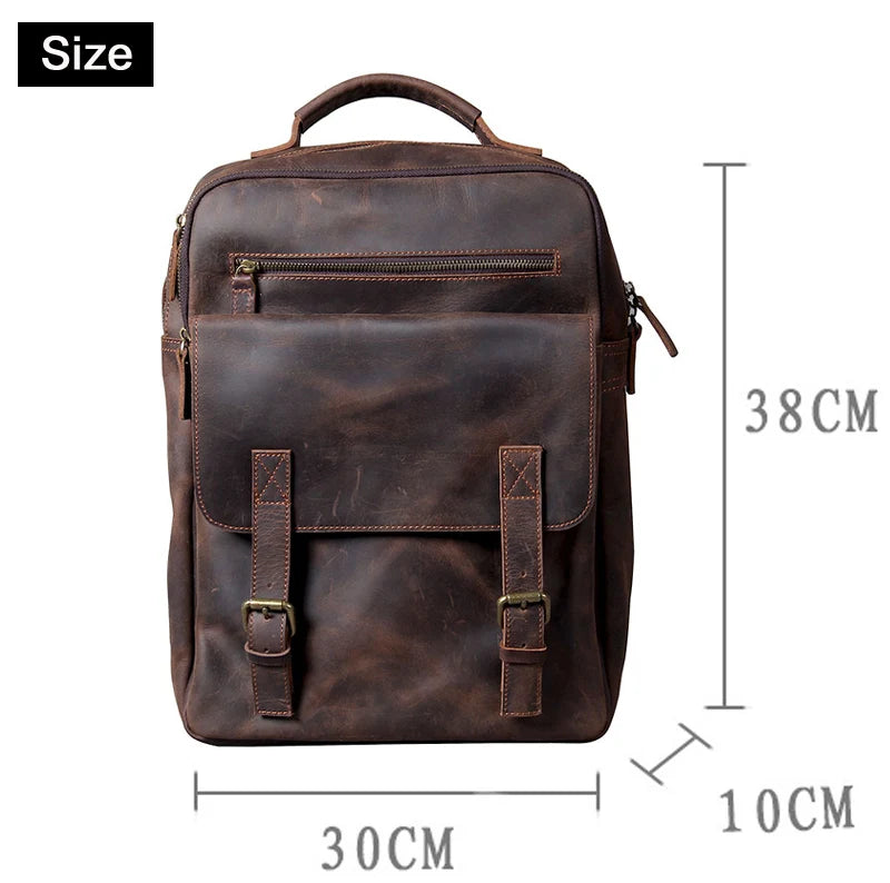 Genuine Leather Backpack for Men – Vintage 15.6" Laptop Bag