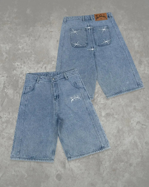 Y2K Embroidery Baggy Denim Shorts – Hip Hop Streetwear