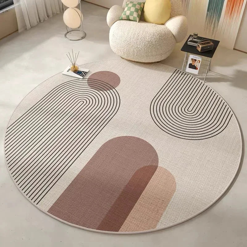 Round Area Rug – Modern Minimalist Non-Slip Stain-Resistant Floor Mat