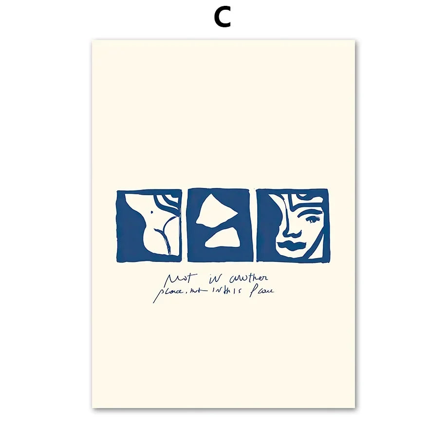 Boho Line Art Abstract Figure Canvas Poster – Minimalist Wall Art