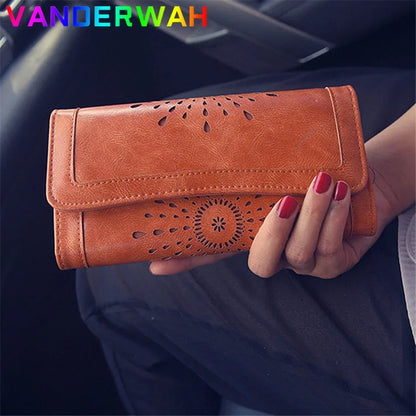 Vintage Long Short Wallet Bag Leather Purses Retro Card Holder Female Clutch Case Party Pouch Phone