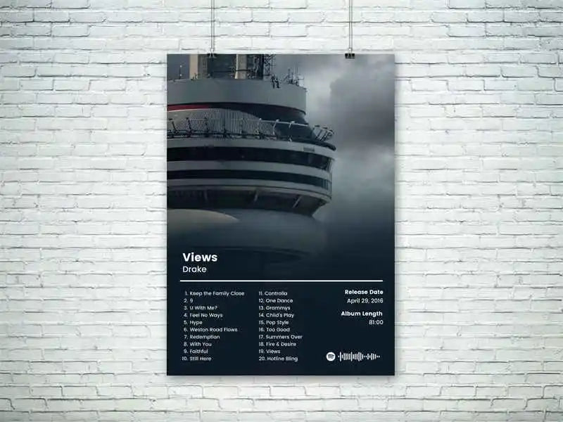 Drake Album Tracklist Poster – Hip Hop Music Wall Art