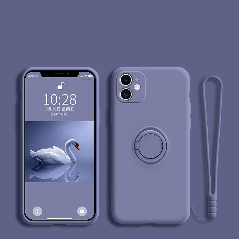 Ring Holder Silicone Case for Samsung Galaxy – Strap Included