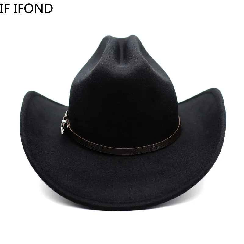 Wide Brim Cowboy Hat – Vintage Western Jazz Hat for Men & Women