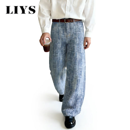 Jacquard Baggy Wide Leg Jeans – Unisex Japanese Korean Streetwear