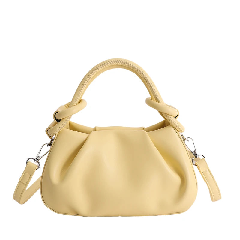 Small Cloud Crossbody Bag for Women – Ruched Leather Purse