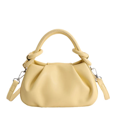 Small Cloud Crossbody Bag for Women – Ruched Leather Purse
