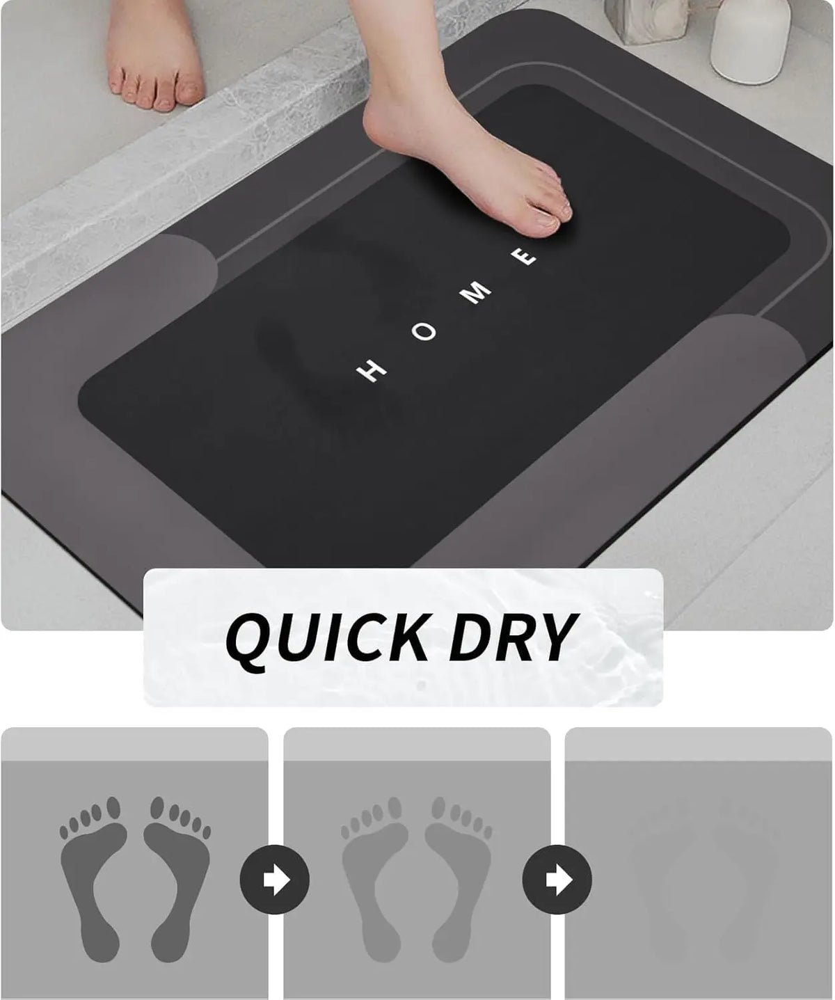 3-Piece Bathroom Mat Set – Diatomite Non-Slip Absorbent Bath Rugs