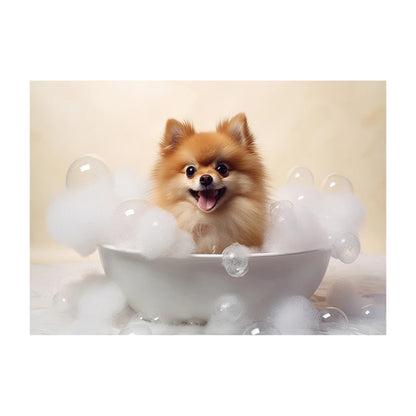 Cute Dog in Bathtub Wall Art Poster – Funny Puppy Canvas Print