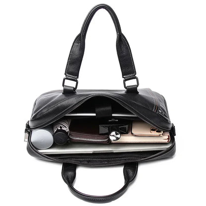 Genuine Leather Men's Briefcase – Business Shoulder Messenger Bag