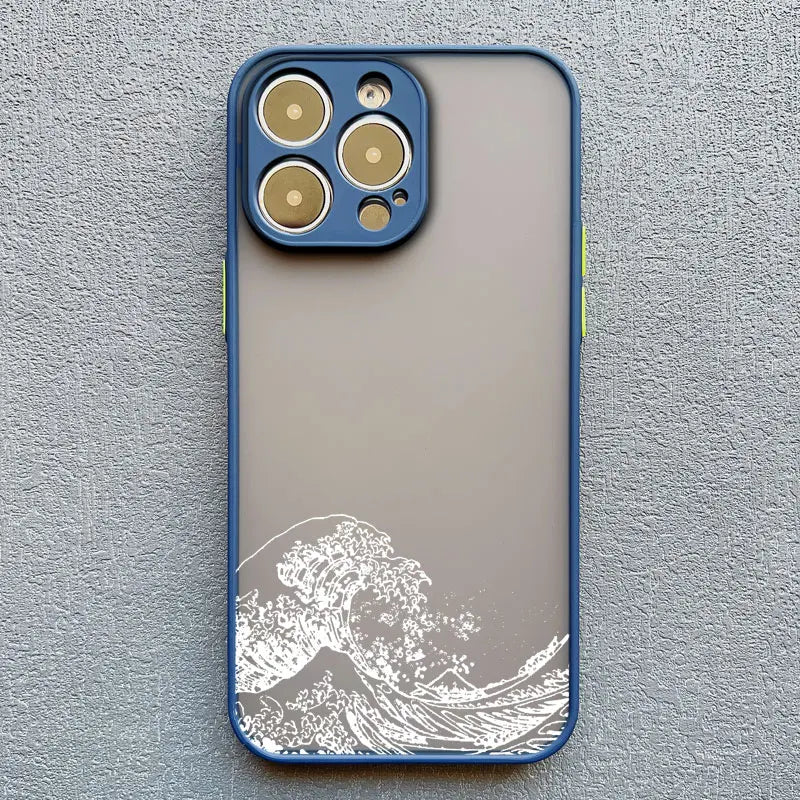 iPhone Case Ocean Wave Frosted with Camera Lens Protection