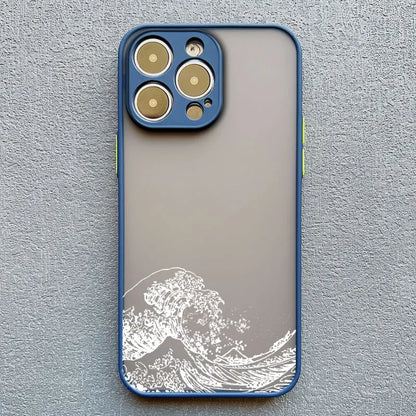 iPhone Case Ocean Wave Frosted with Camera Lens Protection