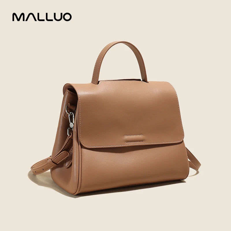 Genuine Leather Flap Satchel Bag – Women's Top Handle Crossbody