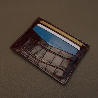 Personalized Crocodile Leather Slim Card Holder Wallet