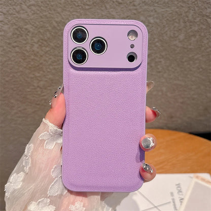Luxury Lychee Pattern Leather iPhone Case – Shockproof TPU Frame