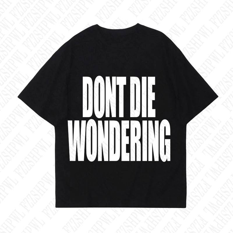 Letter Print Oversized Cotton T-Shirt Y2K Harajuku Men Streetwear