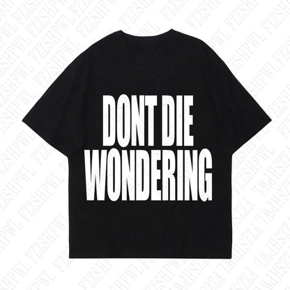Letter Print Oversized Cotton T-Shirt Y2K Harajuku Men Streetwear