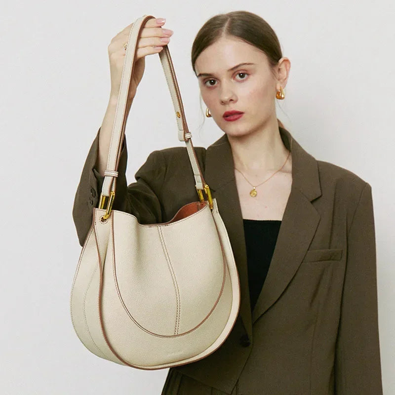 Genuine Leather Hobo Shoulder Bag – Women's Luxury Tote