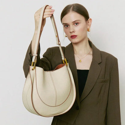 Genuine Leather Hobo Shoulder Bag – Women's Luxury Tote