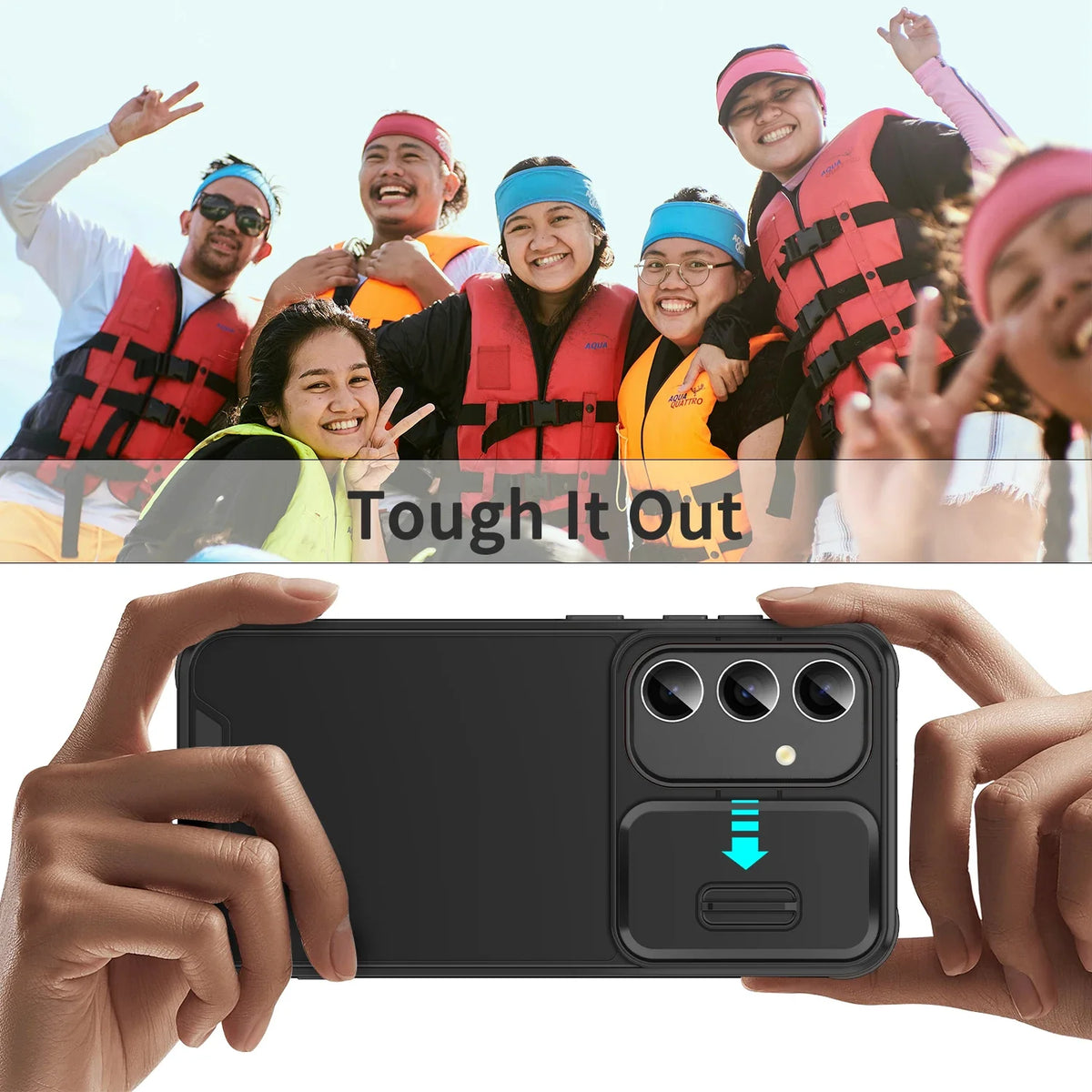 Shockproof Armor Samsung Galaxy Case with Slide Camera Cover