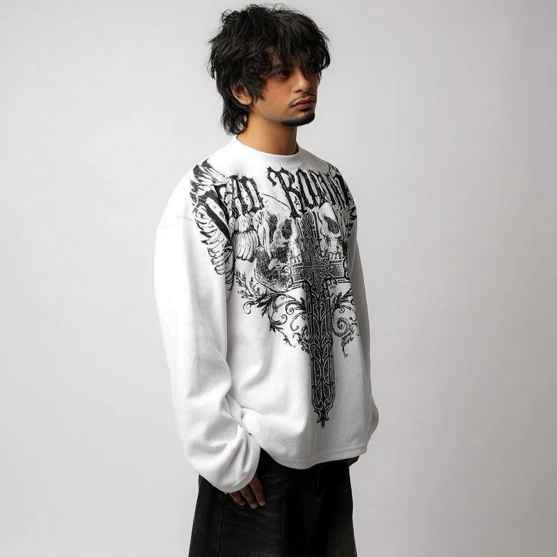 Y2K Graphic Hoodie & Thermal Sweatshirt Retro Hip Hop Street Style